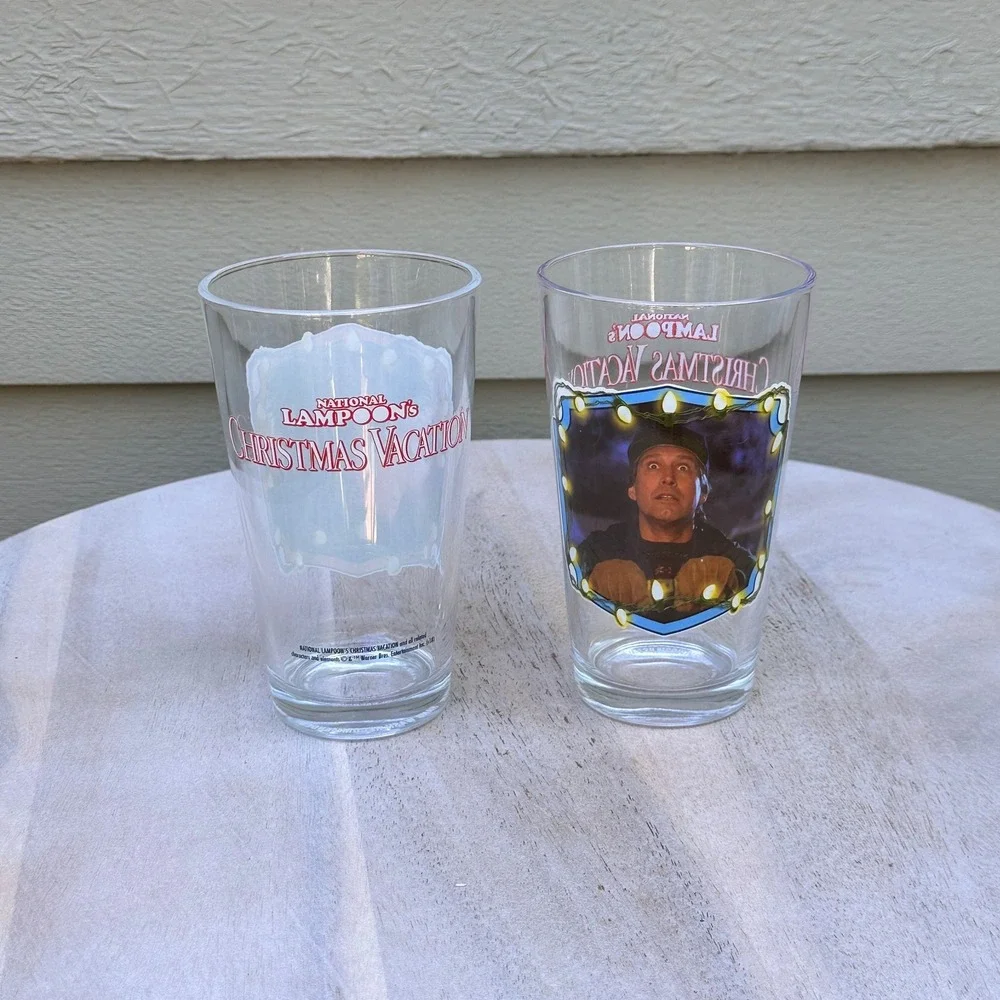 National Lampoon's Christmas Vacation Clark Griswold Pint Glass Set of 2 Clear